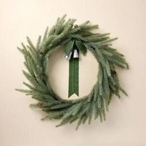26"‎ Faux Spruce Wreath Bells & Velvet Ribbon – Hearth & Hand Magnolia Christmas